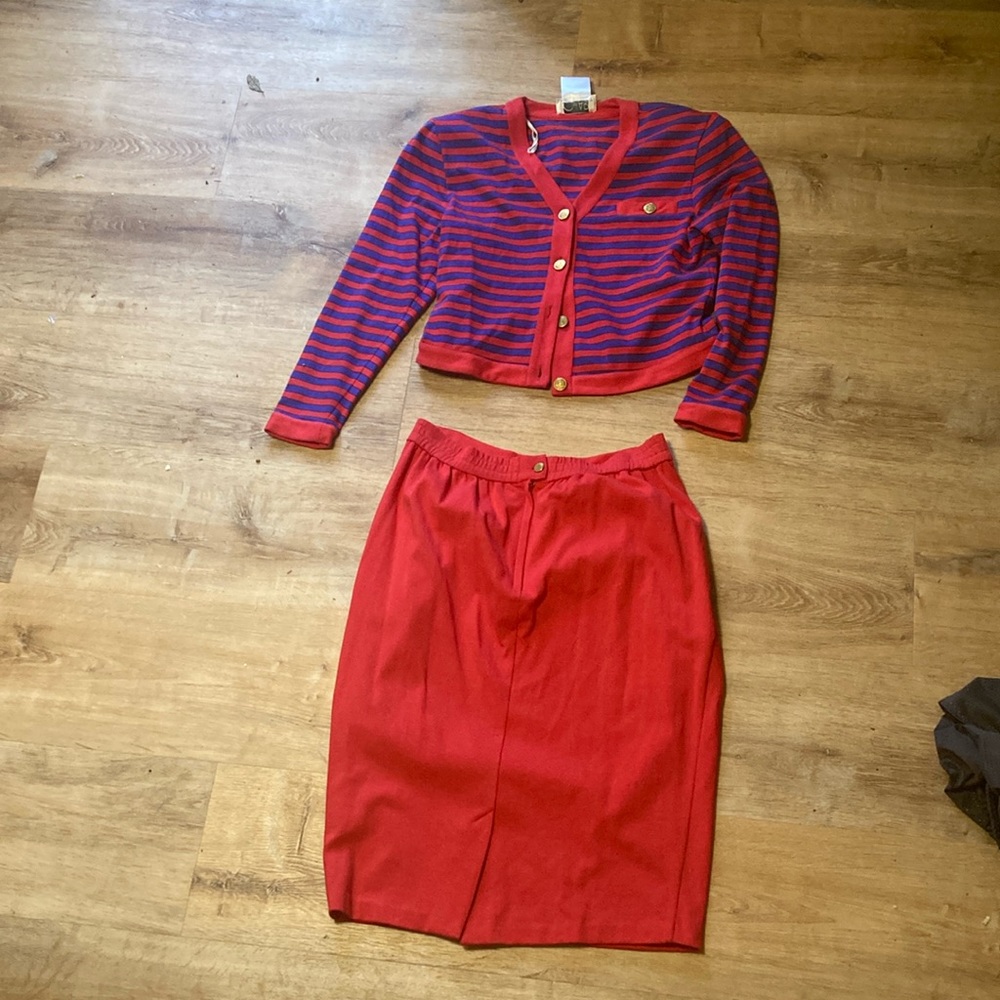 CHAR Red and Blue Striped Cardigan